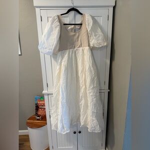 Charming Cream and Tan Dress